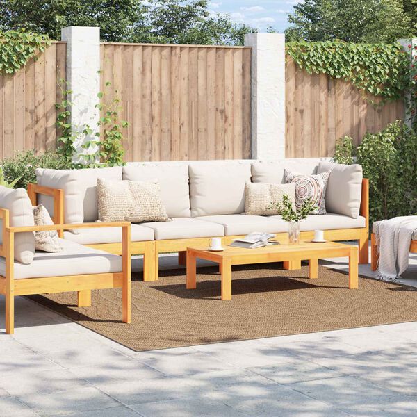 vidaXL Tapetes de &aacute;rea Moir&eacute; HUARTE Natural 240 x 240 cm Poli&eacute;ster