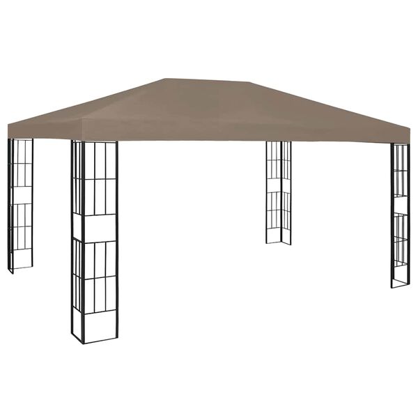 vidaXL Gazebo com cordões de luzes LED 4x3 m cinza-acastanhado