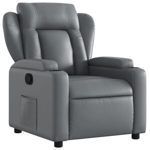 vidaXL Poltrona reclin&aacute;vel couro artificial cinzento