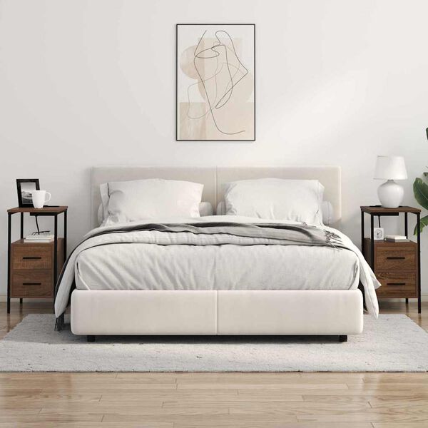 vidaXL Arm&aacute;rio de Cabeceira 2 pcs Carvalho Marrom 30 x 48 x 61 cm