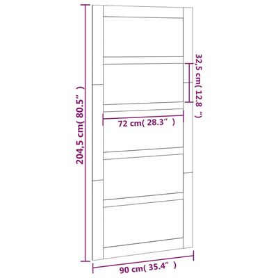vidaXL Porta de celeiro 90x1,8x204,5 cm madeira de pinho maciça branco