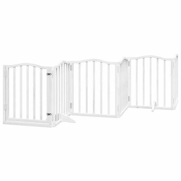vidaXL Portão p/ cães com porta dobrável 12 painéis 600cm álamo branco