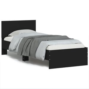 vidaXL Estrutura de cama c/ cabeceira 90x200cm derivados madeira preto