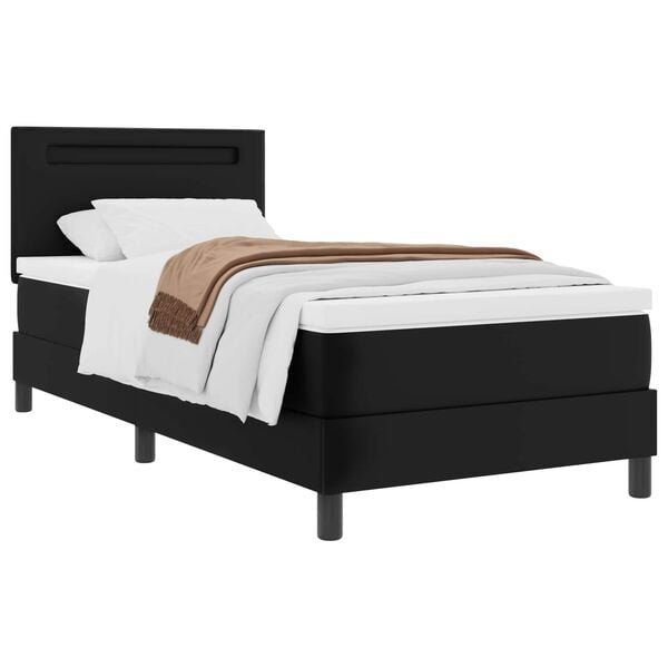 vidaXL Cama Box com colch&atilde;o Preto 90 x 200 cm Couro sint&eacute;tico