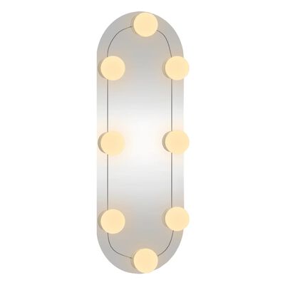 vidaXL Espelho de parede oval com luzes LED 15x40 cm vidro