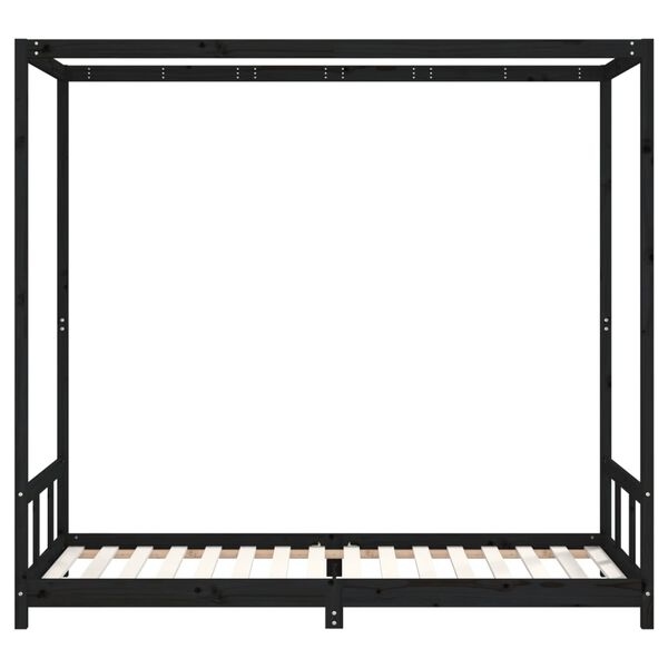 vidaXL Estrutura de cama infantil 90x200 cm pinho maci&ccedil;o preto