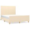 vidaXL Estrutura de cama sem colch&atilde;o 140x200 cm tecido cor creme