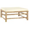 vidaXL 5 pcs conj. lounge p/ jardim em bambu c/ almofadões branco nata