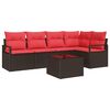 vidaXL Conjunto de Sof&aacute; de Jardim 6 unid. Marrom e Vermelho vime PE