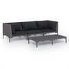 vidaXL 4 pcs conj. lounge jardim c/ almofad&otilde;es vime PE cinzento-escuro