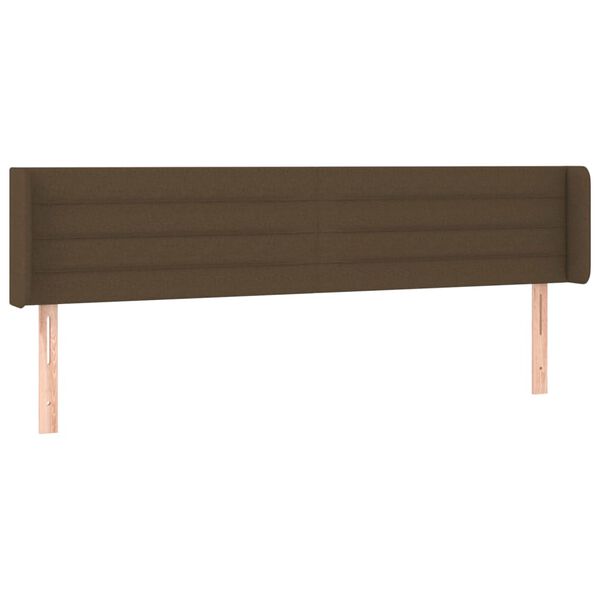 vidaXL Cabeceira de cama c/ abas tecido 183x16x78/88cm castanho-escuro