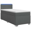 vidaXL Cama Box Spring com Colch&atilde;o e LED Cinzento-Escuro 90 x 190 cm
