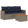 vidaXL Conjunto de sof&aacute; de jardim com 4 pe&ccedil;as e almofadas em rattan sint&eacute;tico cinza