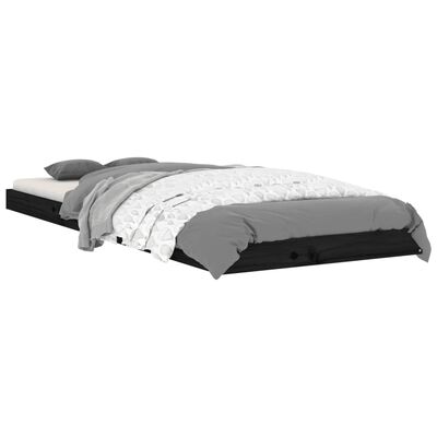 vidaXL Estrutura cama de solteiro pequena 75x190 cm pinho maciço preto