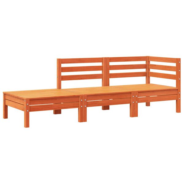 vidaXL Sof&aacute; de jardim com almofad&otilde;es e apoio de p&eacute;s pinho maci&ccedil;o