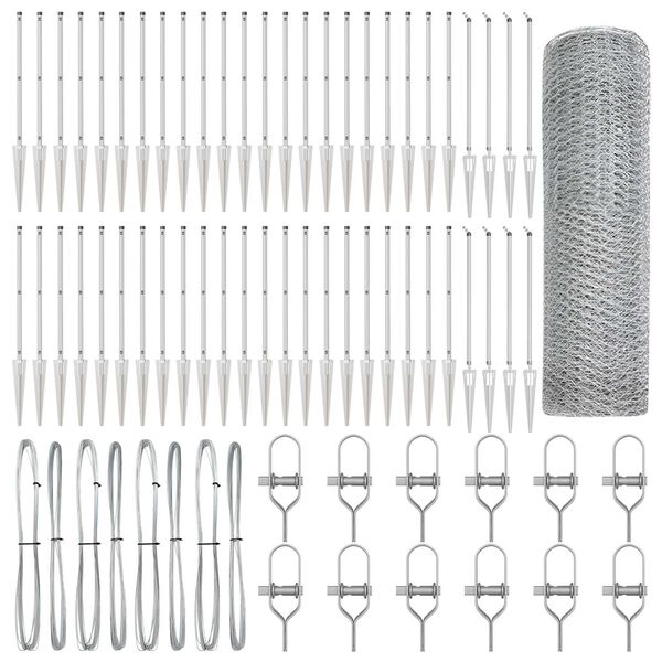 vidaXL Poste de Cerca Prateado 100 x 0,8 m (malha de 25 mm) A&ccedil;o