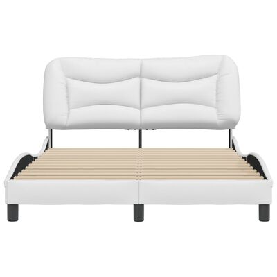 vidaXL Estrutura cama c/ cabeceira couro artificial 140x190 cm branco