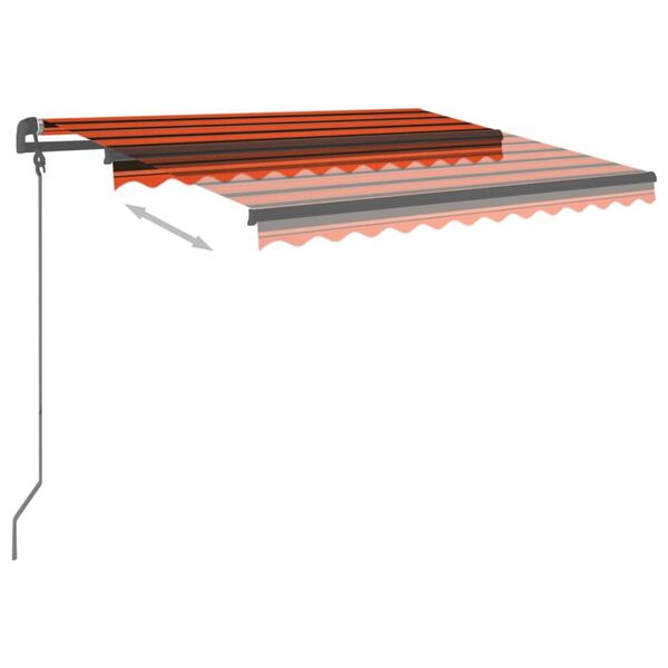 vidaXL Toldo autom&aacute;tico LED/sensor de vento 3,5x2,5m laranja/castanho
