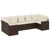 vidaXL 7 pcs conjunto de sof&aacute;s jardim c/ almofad&otilde;es vime PE castanho