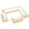 vidaXL 12 pcs conjunto lounge jardim c/ almofad&otilde;es creme pinho maci&ccedil;o