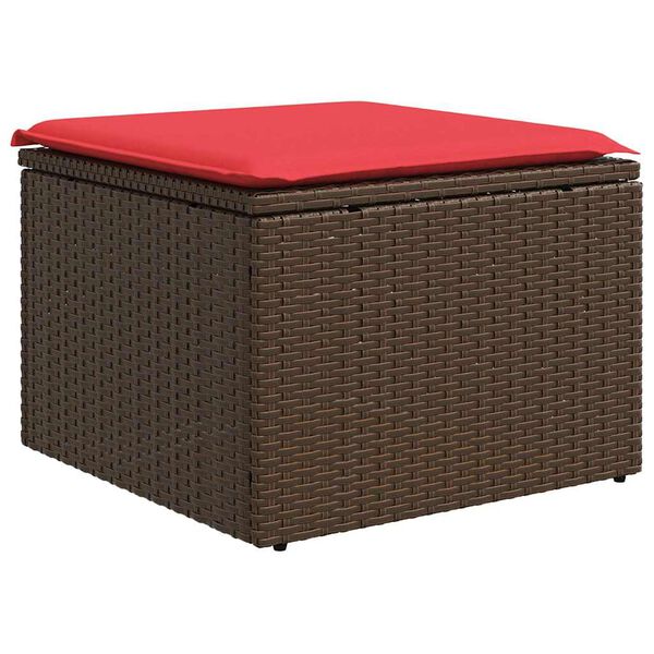 vidaXL Banco de jardim com almofada marrom 55x55x37 cm vime sintético