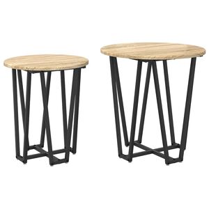 vidaXL Conjunto de mesas de apoio 2 unid. Carvalho Sonoma e Preto