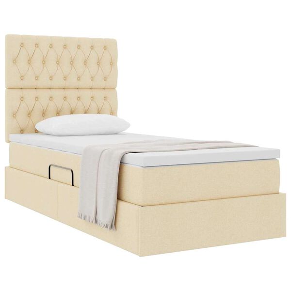 vidaXL Cama com arruma&ccedil;&atilde;o e colch&atilde;o Creme 100 x 200 cm Poli&eacute;ster