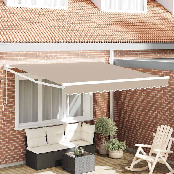 vidaXL Toldo Retr&aacute;til Manual Bege 350 x 250 cm Poli&eacute;ster e Alum&iacute;nio
