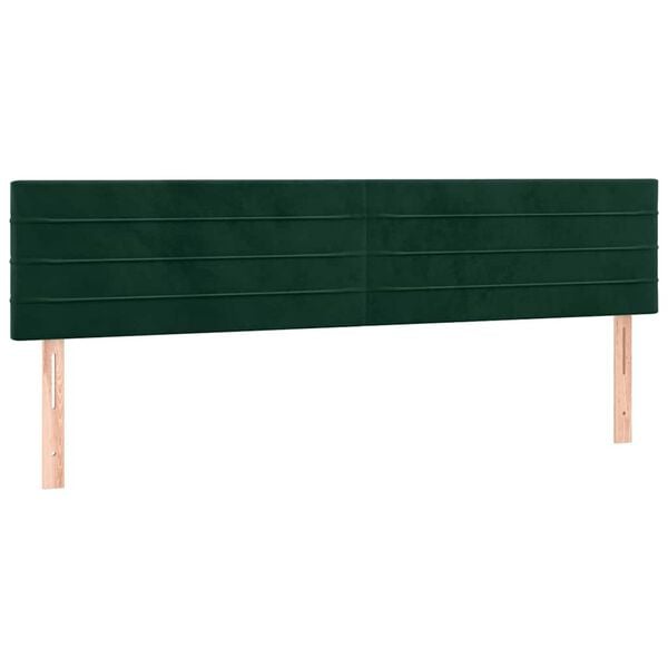 vidaXL Cabeceira de cama c/luzes LED veludo 160x5x78/88cm verde-escuro