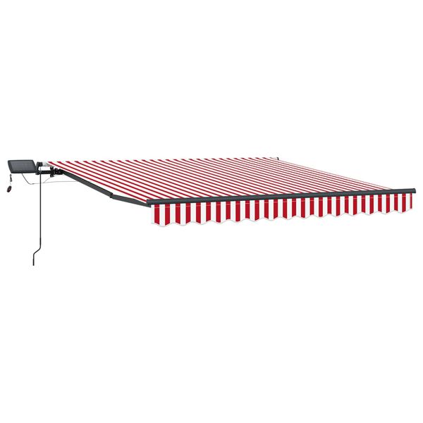 vidaXL Toldo Retr&aacute;til Manual Vermelho e branco 300 x 250 cm tecido