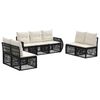 vidaXL Conjunto de Sof&aacute; de Jardim 7 unid. Preto e Branco Creme vime PE