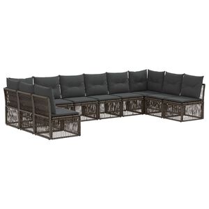 vidaXL Conjunto de Sof&aacute; de Jardim 10 unid. Cinzento vime PE