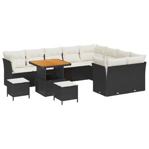 vidaXL Conjunto de Sof&aacute; de Jardim 12 pcs Preto vime PE