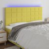 vidaXL Cabeceira de cama c/ LED tecido 160x5x118/128 cm verde