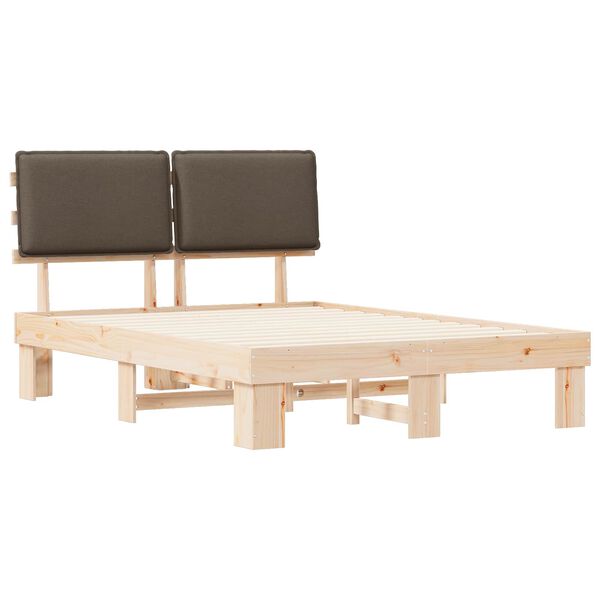 vidaXL Estrutura de Cama com Cabeceira Estofada Cinzento-acastanhado