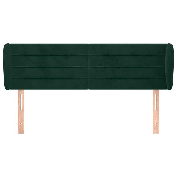 vidaXL Cabeceira de cama c/ abas veludo 147x23x78/88cm verde-escuro