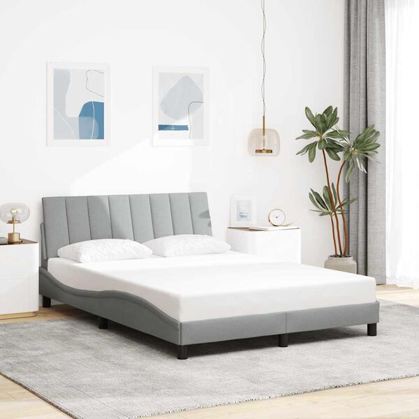 vidaXL Estrutura de cama sem colch&atilde;o Hanko 120x200 cm tecido cinzento-claro