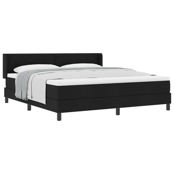 vidaXL Cama Box com colch&atilde;o com cabeceira Preto 200 x 180 cm Poli&eacute;ster