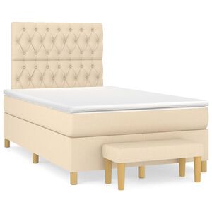 vidaXL Cama com molas/colch&atilde;o 120x200 cm tecido cor creme