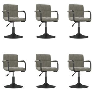 vidaXL Cadeiras de jantar girat&oacute;rias 6 pcs veludo cinzento-claro