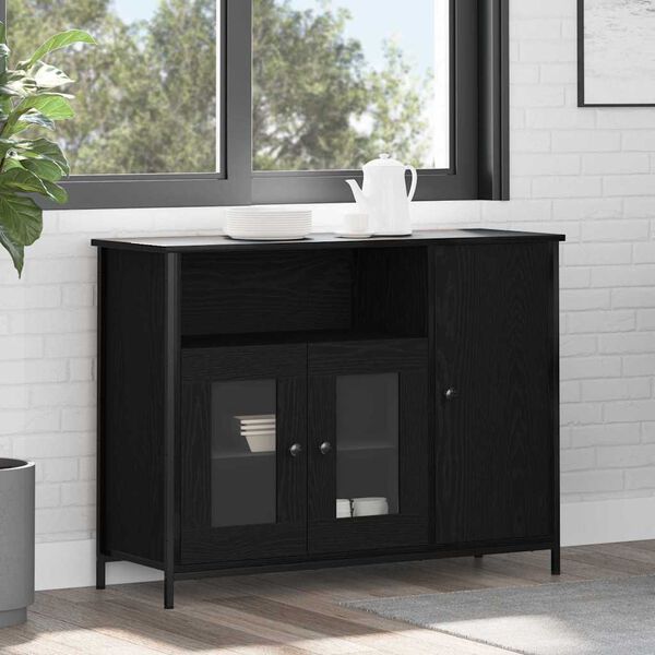 vidaXL Buffet Carvalho Preto 100 x 35 x 75 cm