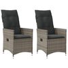 vidaXL Cadeiras jardim reclin&aacute;veis 2 pcs c/ almofad&otilde;es vime PE cinza
