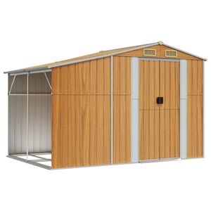 vidaXL Abrigo de jardim 277x192,5x179cm a&ccedil;o galvanizado castanho-claro