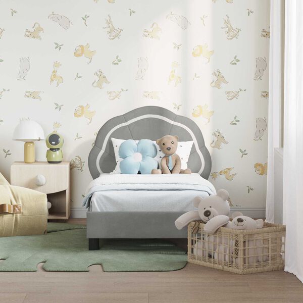 vidaXL Estrutura de Cama para Criança com Cabeceira Cinzento-claro