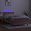 vidaXL Cama box spring c/ colch&atilde;o/LED 100x200 cm veludo rosa