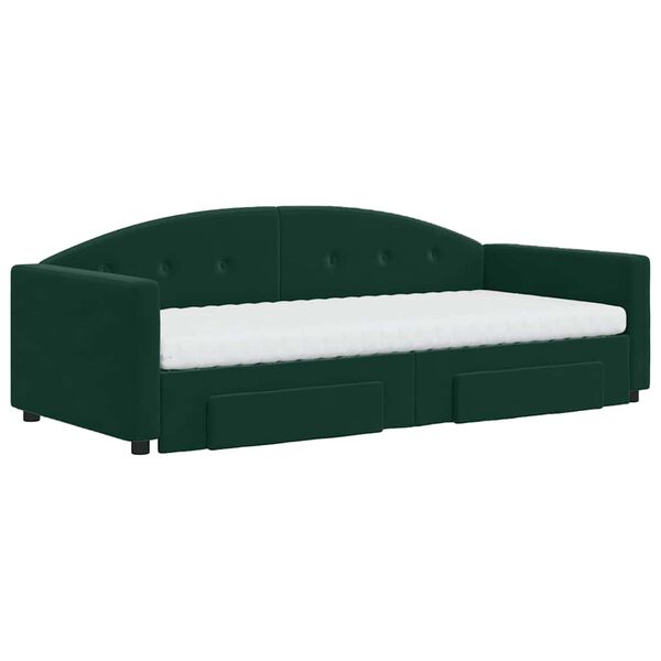 vidaXL Sof&aacute;-cama c/ gavet&atilde;o e gavetas 90x200 cm veludo verde-escuro