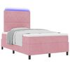 vidaXL Cama Box Spring LED com colch&atilde;o Rosa 120 x 200 cm tecido