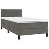 vidaXL Cama box spring c/ colch&atilde;o/LED 100x200cm veludo cinzento-escuro