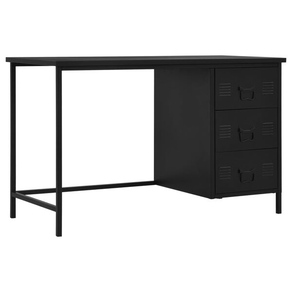 vidaXL Secretária com gavetas industrial 120x55x75 cm aço preto