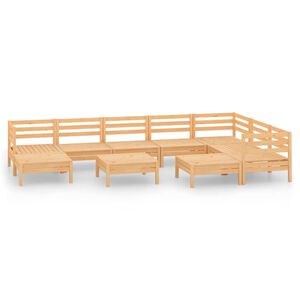 vidaXL 10 pcs conjunto lounge de jardim pinho maci&ccedil;o